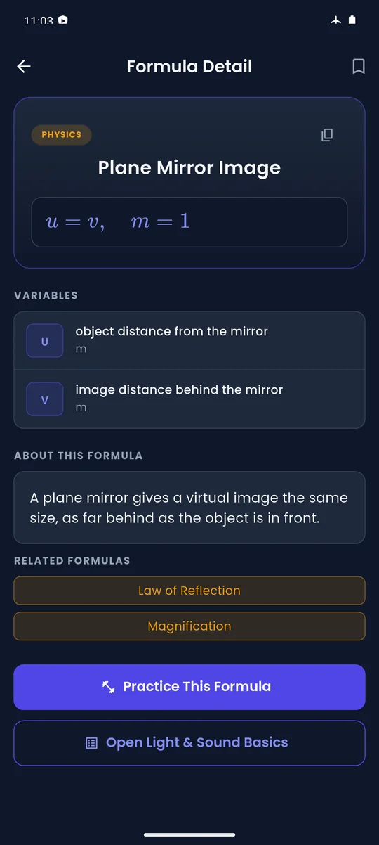 Formula Hub Formula detail screen